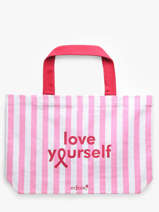 Sac Port� �paule Octobre Rose Coton Edisac Rose octobre rose TBOCTROS