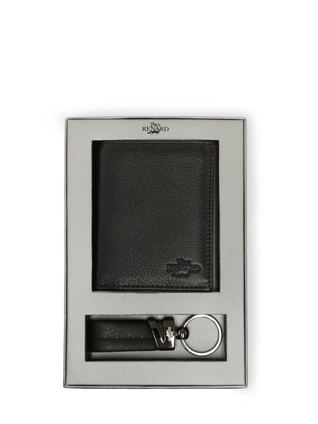 Gift Box Leather Wallet And Keychain Yves renard Black foulonne 23419X