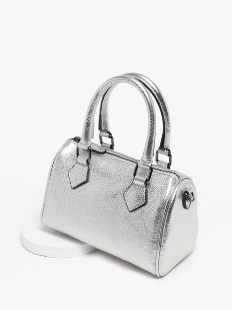 Leather Caviar Bowling Bag Milano Silver caviar CA23115 other view 2