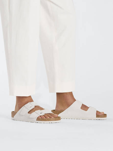 Slippers Arizona In Leather Birkenstock White women 10266842 other view 2