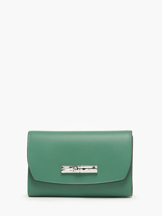 Longchamp Roseau box Wallet Green