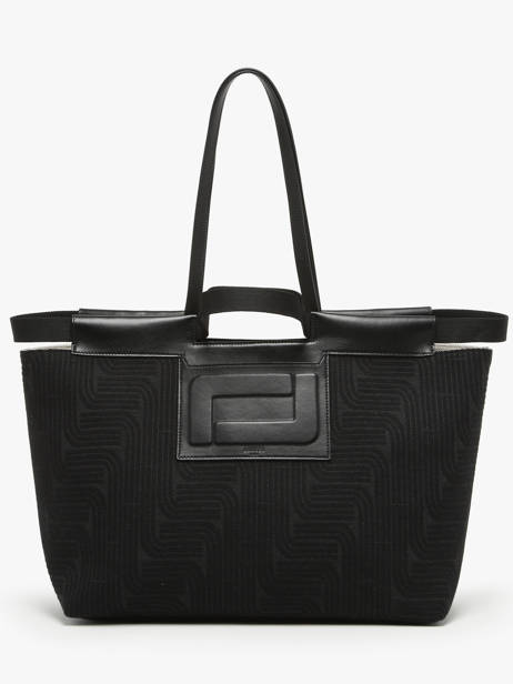 Jacquard And Leather Camille Tote Bag Lancel Black camille A12775