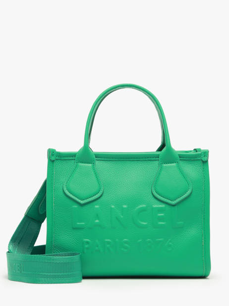 Small Leather Jour Tote Bag Lancel Green jour A12995