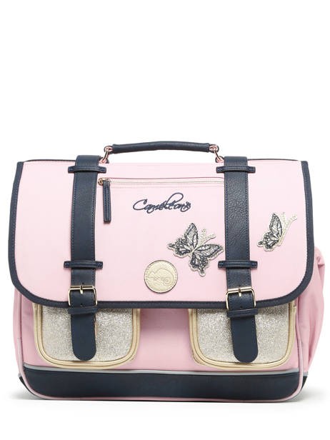 3-compartment Satchel Cameleon Pink vintage family boulanger CA41 other view 6