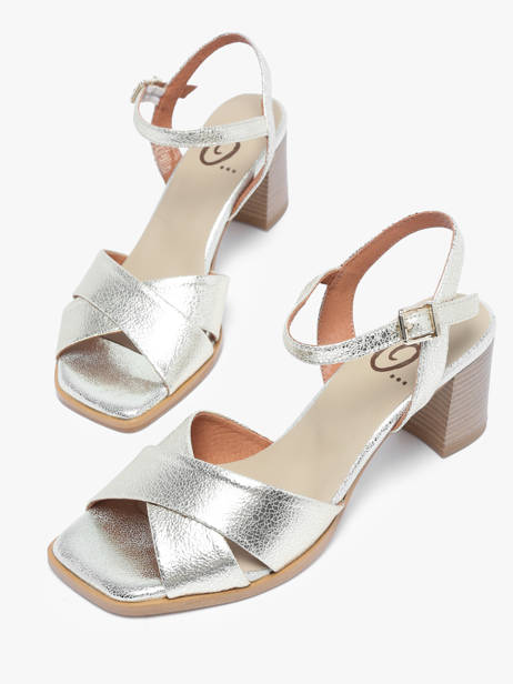 Heeled Sandals In Leather Rock and rose Gold women 1701TP other view 3