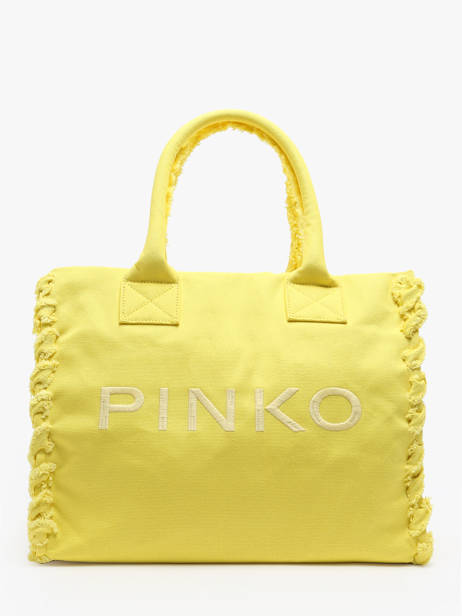 Sac Porté épaule Logo Shopper Coton Pinko Jaune logo shopper A1WQ