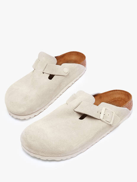 Slippers Boston In Leather Birkenstock White women 1024740 other view 1