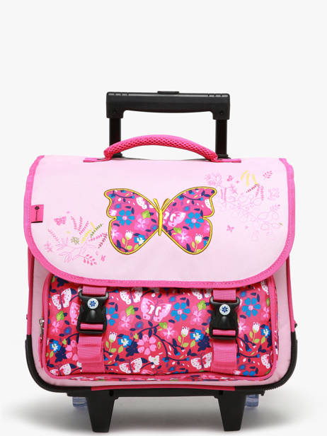 2-compartment Wheeled Satchel Snowball Pink butterfly T46438