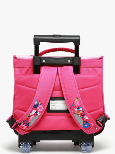 2-compartment Wheeled Satchel Snowball Pink butterfly T46438 other view 4