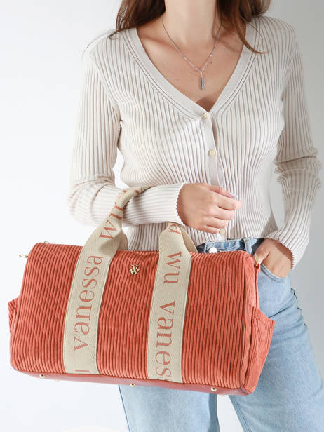 Sac Porté épaule A4 Velours Vanessa wu Orange velours MA0085 vue secondaire 1