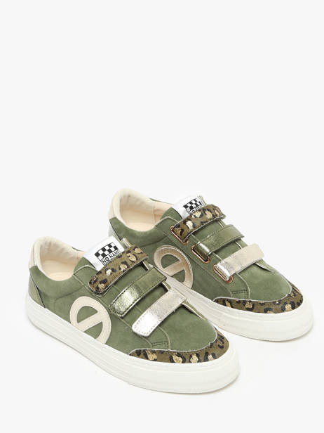 Sneakers Velcro En Cuir No name Vert women GLGL0466 vue secondaire 2