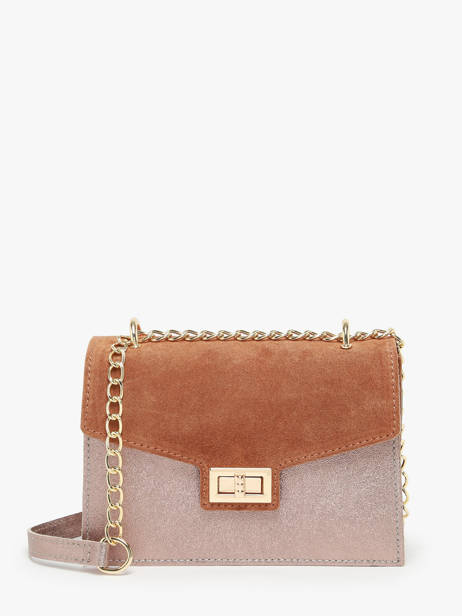 Leather Velvet Crossbody Bag Milano Brown velvet VE21121