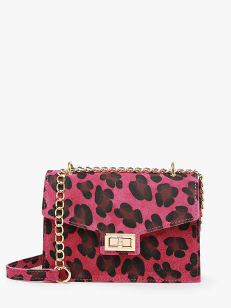 Sac Bandoulière Velvet Leopardo Cuir Milano Rose velvet leopardo VL21121