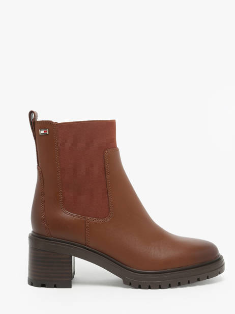 Heeled Boots In Leather Tommy hilfiger Brown women 8163GPK