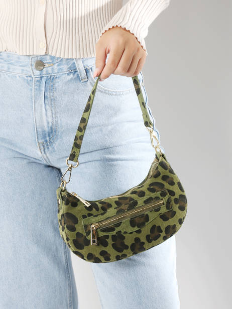 Sac Porté épaule Velvet Leopardo Cuir Milano Vert velvet leopardo VL24061 vue secondaire 1