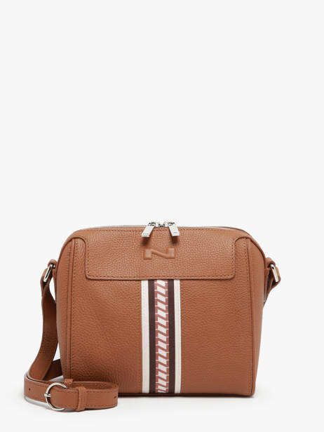 Sac Bandoulière Jeane Signature Cuir Nathan baume Marron signature 3