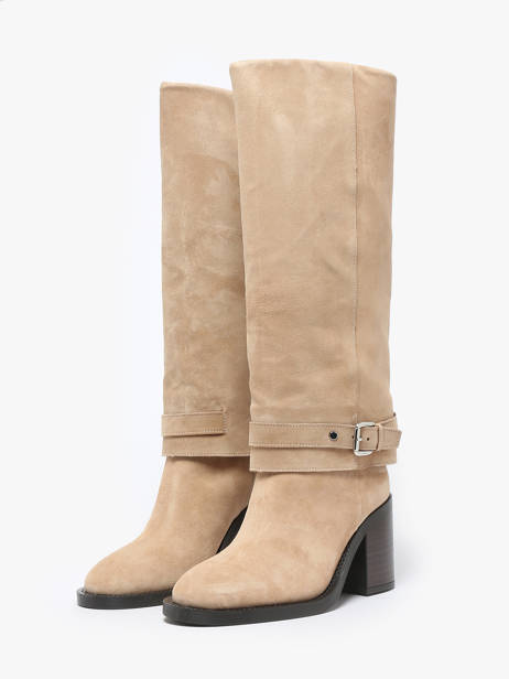 Heeled Boots In Leather Alpe Beige women 52841122 other view 1