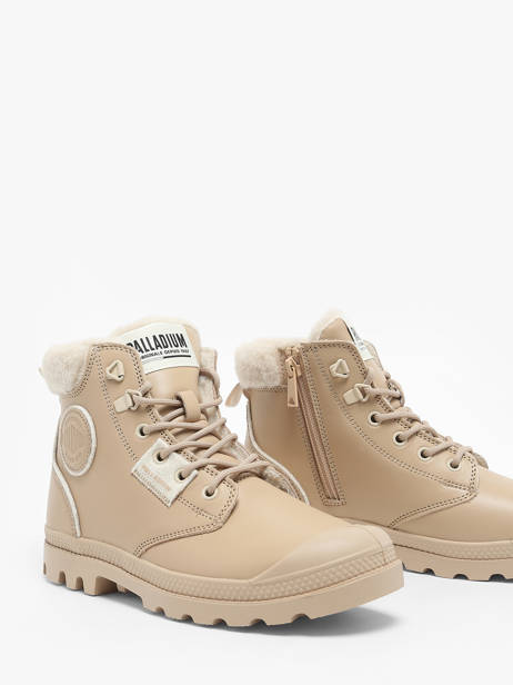 Bottines Pampa Hi Snow Warm En Cuir Palladium Beige women 94380235 vue secondaire 1