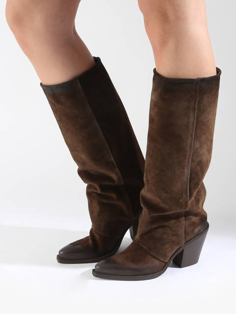 Heeled Boots Stivali Tubo In Leather Metisse Brown women XD961 other view 1