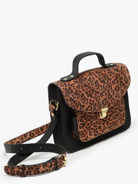 Sac Bandouliere Leopard Paul marius Marron leopard GEORGLEO vue secondaire 2