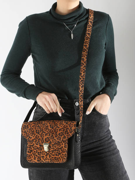 Sac Bandouliere Leopard Paul marius Marron leopard GEORGLEO vue secondaire 1