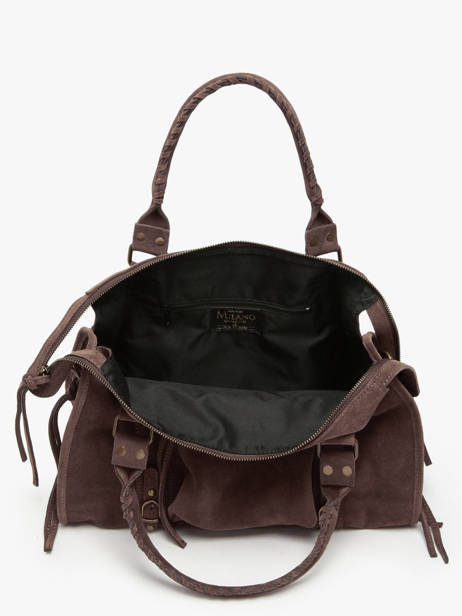 Sac Porté épaule A4 Velvet Cuir Milano Marron velvet VE24095 vue secondaire 2