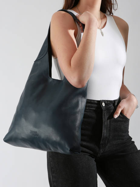 Sac Porté épaule Cow Cuir Basilic pepper Bleu cow BCOW2M vue secondaire 1