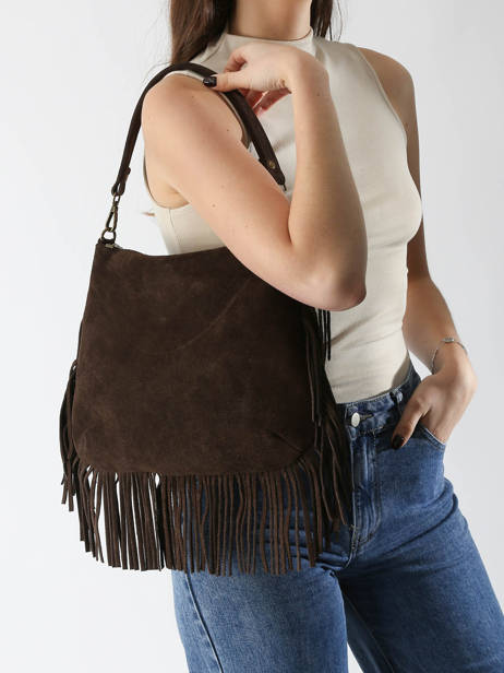 Crossbody Bag Velvet Leather Milano Brown velvet VE241117 other view 1