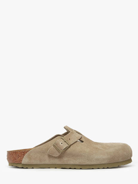 Slippers Boston Suede In Leather Birkenstock Green men 1025788