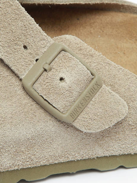 Slippers Boston Suede In Leather Birkenstock Green men 1025788 other view 2