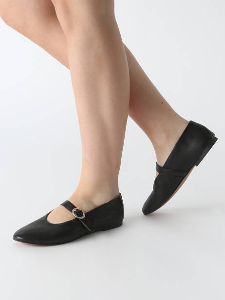 Ballerinas With Straps In Leather Inuovo Black women C11003 other view 1