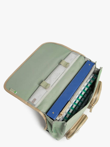 Satchel For Kids 2 Compartments Cameleon Green vintage fantasy CA35 other view 3