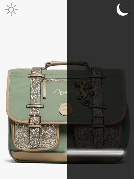 Satchel For Kids 2 Compartments Cameleon Green vintage fantasy CA35 other view 8