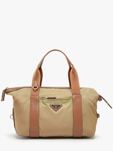 Preloved Prada Tessuto Satchel Leather And Nylon Prada Beige second life 1210372