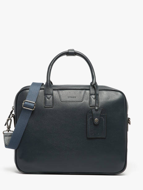 Leather Flandres Briefcase 1 Compartment Etrier Blue flandres EFLA8251