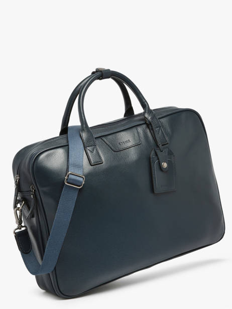 Leather Flandres Briefcase 2 Compartments Etrier Blue flandres EFLA8262 other view 2