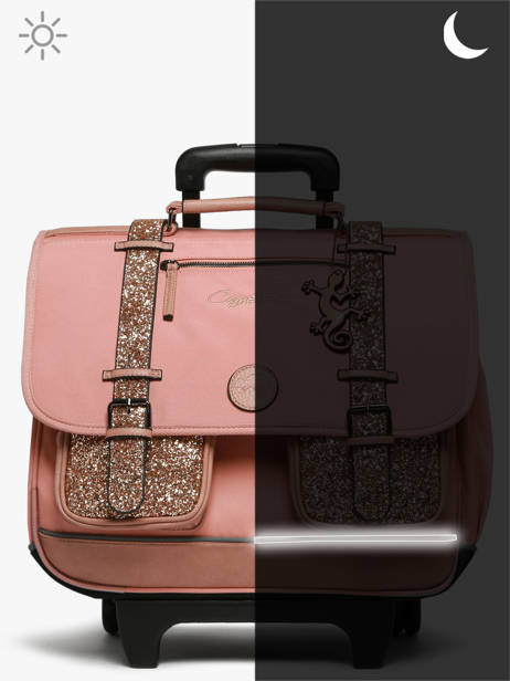 3-compartment Wheeled Satchel Cameleon Pink vintage fantasy CR41 other view 9