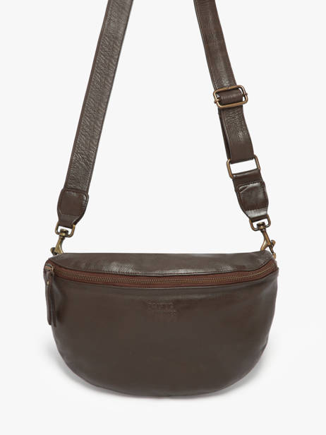 Leather Cow Belt Bag Basilic pepper Brown cow BCOW54 other view 2