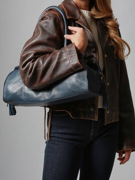 Shoulder Bag Cow Leather Basilic pepper Blue cow BCOW84 other view 1