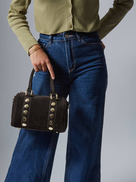 Handbag Velvet Leather Milano Brown velvet VE25066 other view 1