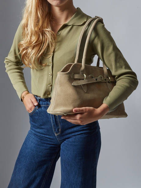 Shoulder Bag Velvet Leather Milano Beige velvet VE260610 other view 1