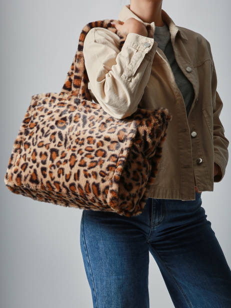 A4 Size Shoulder Bag Fur David jones Beige fur CM7878 other view 1