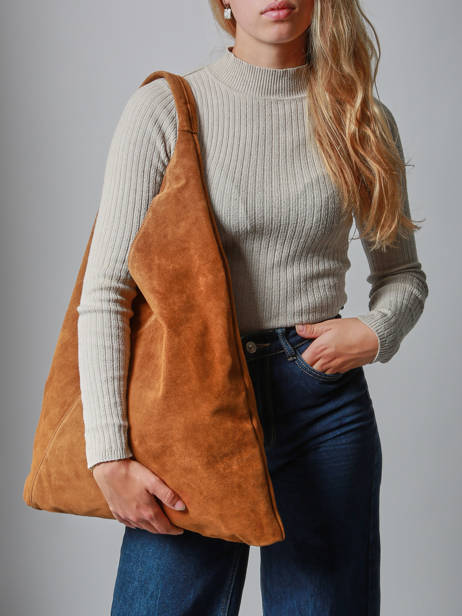 Shoulder Bag A4 Velvet Leather Milano Brown velvet VE25069 other view 1