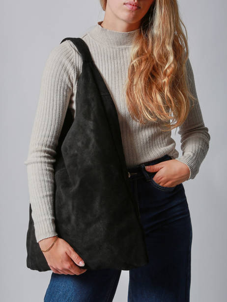 Sac Porté épaule A4 Velvet Cuir Milano Noir velvet VE25069 vue secondaire 1