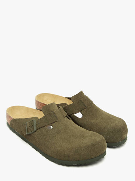 Slippers In Leather Birkenstock Green men 1024721 other view 1