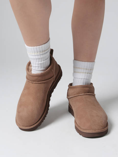 Boots Classic Ultra Mini In Leather Ugg Brown women 1116109 other view 1