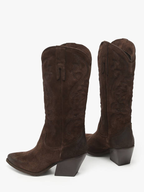 Leather-crusted Cowboy Boots With Topstitching The icona Brown women TX160 other view 2