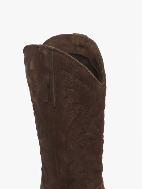 Leather-crusted Cowboy Boots With Topstitching The icona Brown women TX160 other view 3