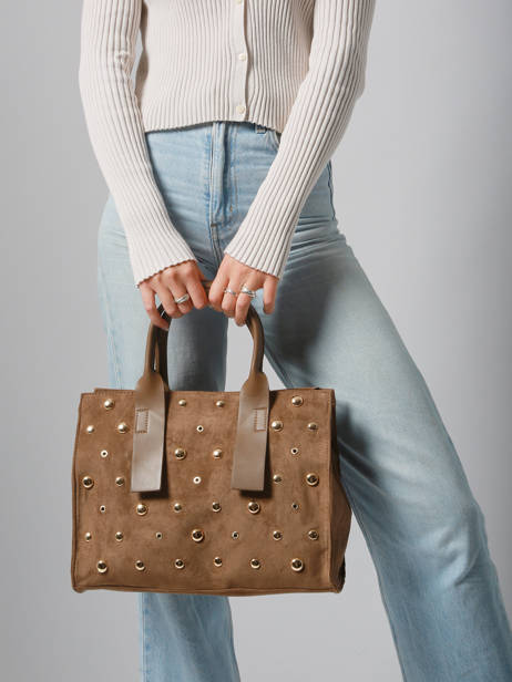 A4 Size Satchel Stud David jones Brown stud CM7868 other view 1