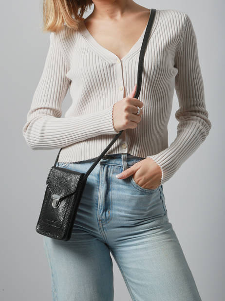 Leather Phone Bag Eclipse Paul marius Black eclipse TELEPECL other view 1